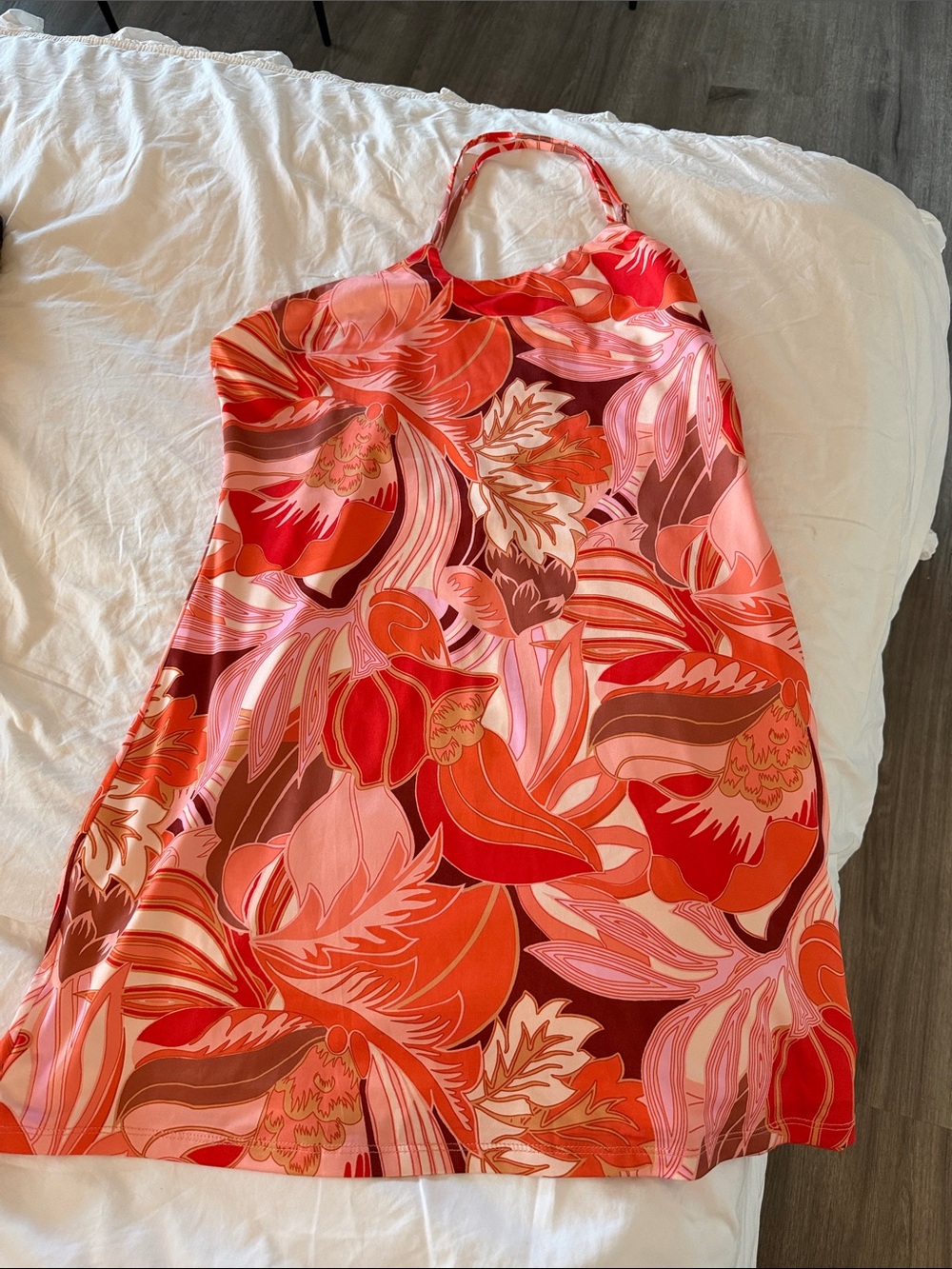 Urban Outfitters One-Shoulder Floral Slip Dress in Red, Pink, Orange